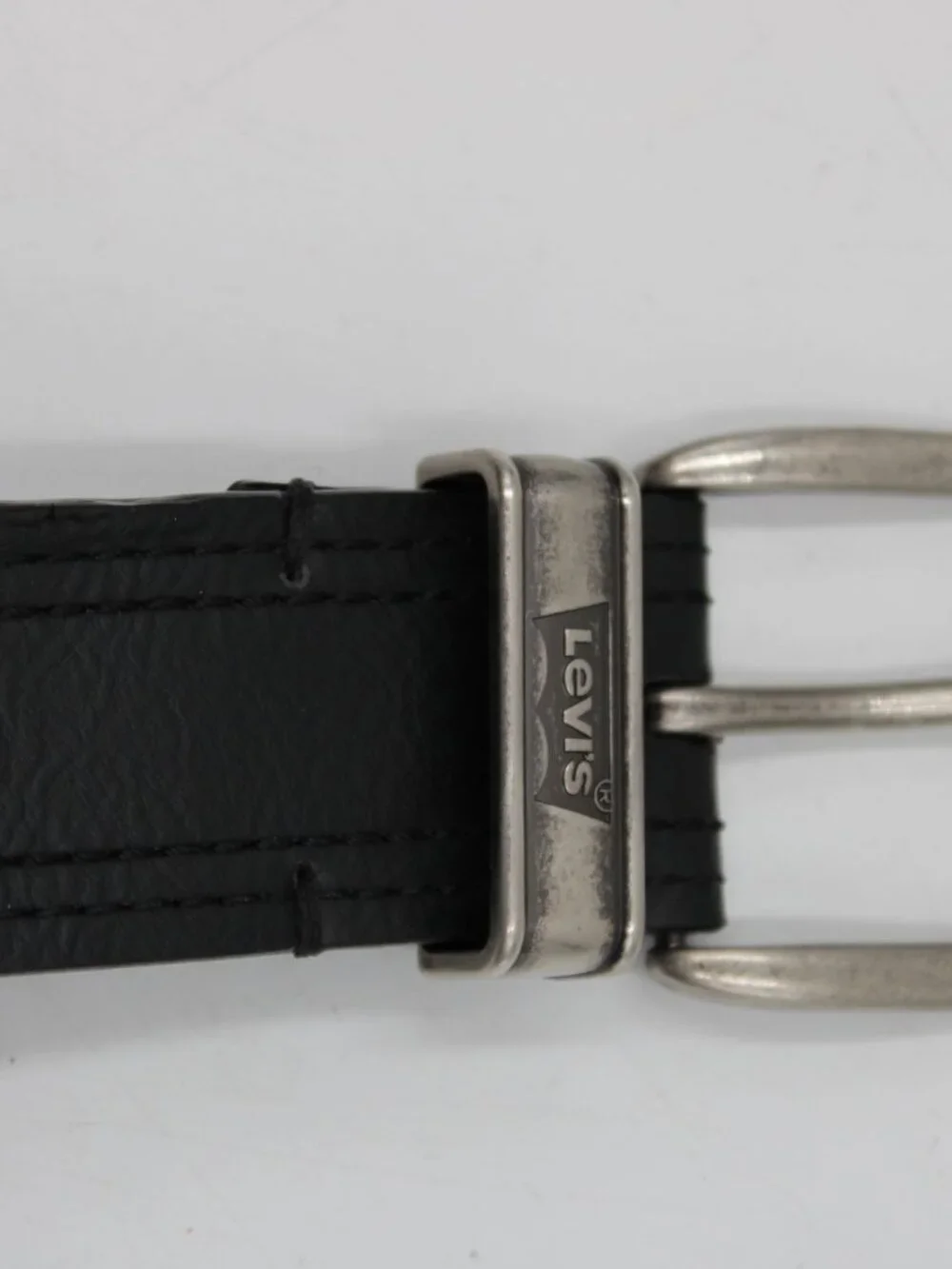 Levi's Synthetic Leather Belt Black Size L 38-40 Work Dress Silver Buckle 1.5